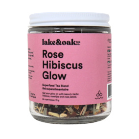 Lake & Oak Tea Co. Loose Leaf Superfood Tea Blend Rose Hibiscus Glow, 60 g