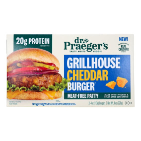 Dr. Praeger's Vegetarian Grillhouse Cheddar Burger Front