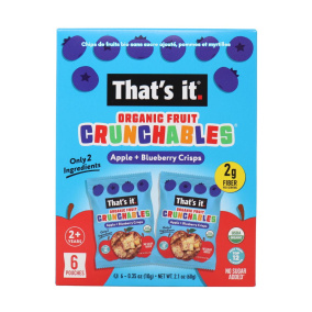That’s It No Sugar Added Organic Fruit Crunchables Apple Crisps 6-Pack Front