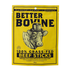 Front of Better Bovine Grass Fed Beef Jerky - Extra Lean Beef Jerky - Zero Sugar Beef Jerky