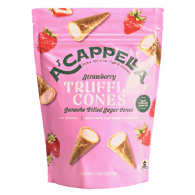 A’Cappella Truffle Cones Ganache Filled Waffle Cone Snack Strawberry, 72g
