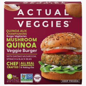 Actual Veggies Mushroom Quinoa Veggie Burgers front