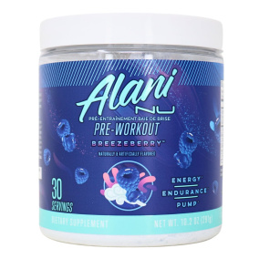 Front of Alani Nu Pre-Workout Breezeberry - Best Pre Workout Powder - Top Pre Workout Supplements - Vegan Pre Workout Canada
