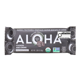 ALOHA Organic Plant-Based Protein Bar Cookies & Cream Front