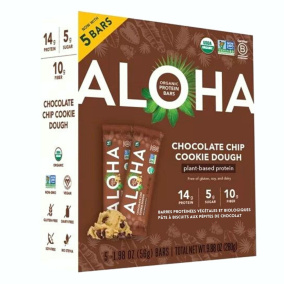 Front of ALOHA Protein Bars Organic Gluten-Free Vegan Protein Bars Cookie Dough Protein Bars
