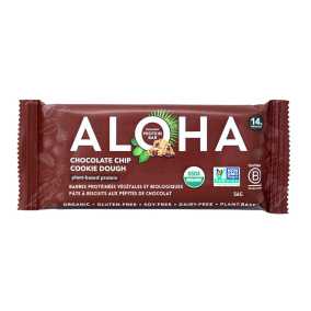 Front of ALOHA Protein Bars Organic Gluten-Free Plant-Based Protein Bar Chocolate Chip Cookie Dough Protein Bar