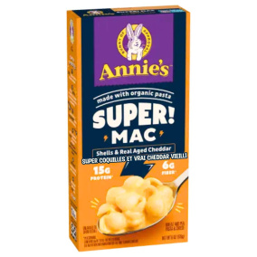 Front of Annie's Homegrown SUPER! Mac And Cheese High Protein Mac N Cheese Shells And Aged Cheddar