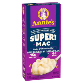 Front of Annie's SUPER! Mac High Protein Mac And Cheese Shells And White Cheddar