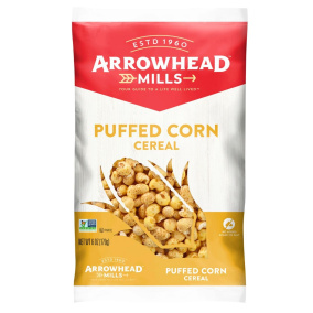 Front of Arrowhead Mills Puffed Cereal Puffed Corn Cereal