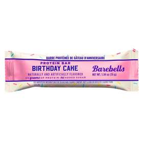 Front of Barebells Protein Bar Birthday Cake Protein Bar - Barbells Protein Bars Canada - Barebells Bars - Birthday Cake Protein Bar
