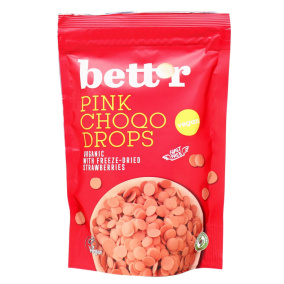 Bett'r Vegan Choco Drops Pink With Strawberries, 200g