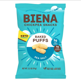 Biena Chickpea Snacks Keto Puffs Sea Salt, 91g