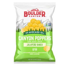 Front of Boulder Canyon Poppers Chips With Avocado Oil Jalapeno Ranch