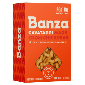 Front of Banza Chickpea Pasta Cavatappi - Chickpea Pasta Canada - High Protein pasta - Vegan Pasta