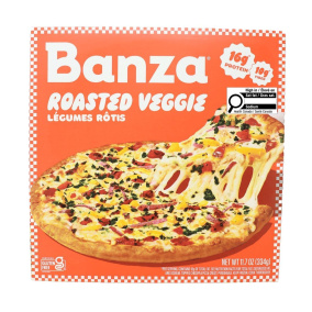 Front of Banza Gluten-Free Chickpea Pizza Roasted Veggie - High Protein Pizza - Veggie Pizza - Healthy Frozen Pizzas