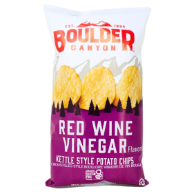 Front of Boulder Canyon Kettle Cooked Chips Gluten-Free Red Wine Vinegar