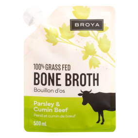 Front of Broya Grass-Fed Beef Bone Broth Parsley & Cumin