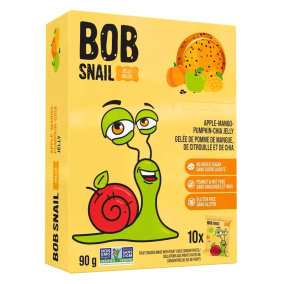 Front of Bob Snail Healthy Dried Fruit Snack Fruit Jelly No Added Sugar Fruit Snack Fruit Jellies Apple Mango Pumpkin Chia
