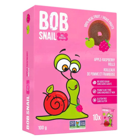 Front of Bob Snail Healthy Fruit Snack Natural Dried Fruit Roll Ups Fruit Leather Apple Raspberry