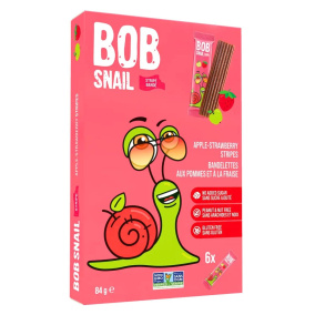 Front of Bob Snail Healthy Dried Fruit Snacks Natural Fruit Snack Fruit Leather Fruit Stripes Apple Strawberry