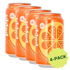 Poppi Prebiotic Soda Orange 4-Pack, 355 mL each Front