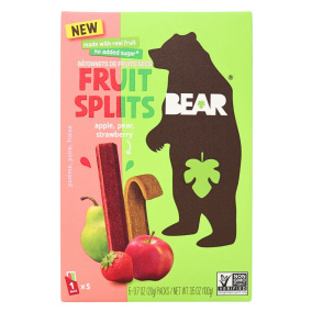 Bear No Added Sugar Real Fruit Splits Apple Pear Strawberry, 5 Pack