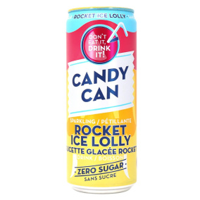 Candy Can Zero Sugar Candy Flavoured Sparkling Soft Drink Rocket Ice Lolly, 330ml