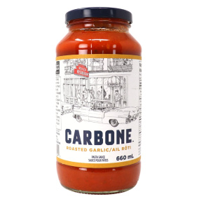 Front of Carbone Premium Tomato Sauce Roasted Garlic