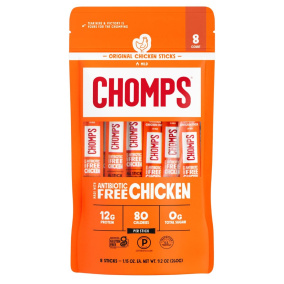 Chomps Antibiotic-Free Chicken Jerky Stick Original, 8 Sticks Front of package
