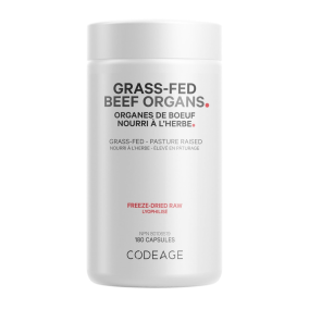 Codeage Grass-Fed Beef Organs, Pasture Raised & Freeze Dried Raw, 180 Capsules Front