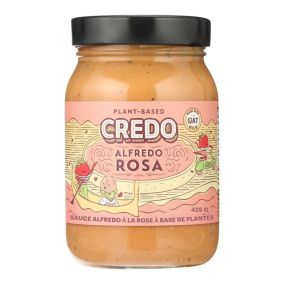 Front of CREDO Vegan Alfredo Sauce - Oat Milk Alfredo Sauce - Dairy Free Alfredo Sauce - Alfredo Rosa