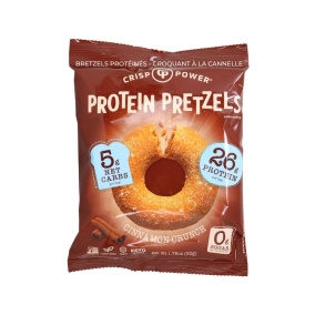 CRISP POWER Keto Plant-Based Protein Pretzels Cinnamon Crunch Front