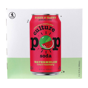 Culture Pop Probiotic Soda Watermelon Lime & Rosemary, 4 Cans