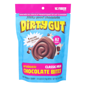 Dirty Gut Probiotic Chocolate Bites Classic Milk Front