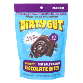 Dirty Gut Probiotic Chocolate Bites Sea Salt Crunchy Front