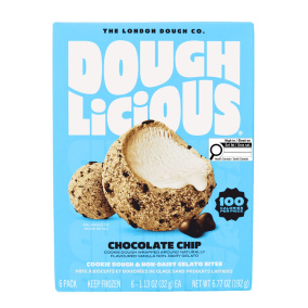 Front of Doughlicious Cookie Dough & Non-Dairy Gelato Bites Chocolate Chip - Cookie Dough Gelato - Cookie Dough And Gelato Bites - Gelato Bites