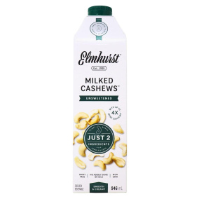 Front of Elmhurst Unsweetened Cashew Milk - Cashew Nut Milk - Elmhurst Cashew Milk - Dairy Free Plant Based Milk