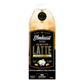 Front of Elmhurst Latte Toasted Vanilla Almond Milk Latte - Ready To Drink Coffee - Vanilla Almond Latte - Elmhurst Almond Milk
