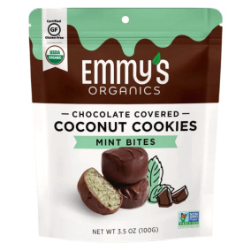 Emmy's Organic Grain-Free Chocolate Covered Coconut Cookie Bites Mint, 100g