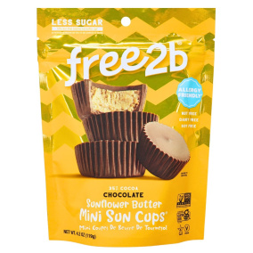 Front of Free2b Sun Cups Chocolate Sunflower Butter Cups Mini - Dairy Free Chocolate - Nut Free Chocolate - Peanut Free Chocolate