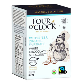 Front of Four O'Clock Winter Tea Seasonal Tea White Chocolate Coconut Tea   - Holiday Tea - Christmas Teas - Winter Tea