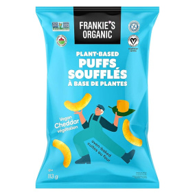Front of Frankie's Organic Vegan Cheese Puffs