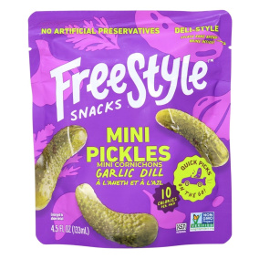 Freestyle Snacks Mini Pickles Garlic Dill Canada Front