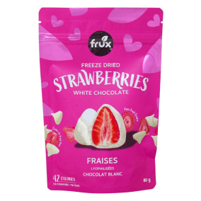 Frux Freeze Dried Strawberries Covered in White Chocolate Canada Front