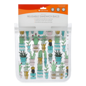 Full Circle Ziptuck Reusable Sandwich Bags Cactus, Set of 2
