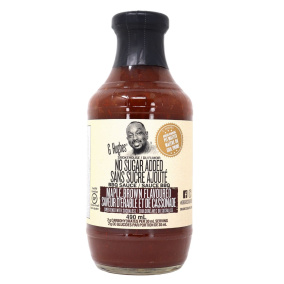 Front of G Hughes Sugar Free BBQ Sauce Maple Brown, 490mL