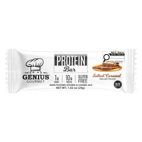 Front of Genius Gourmet Keto Protein Bar Salted Caramel