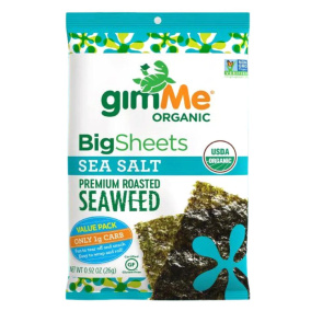 GimMe Organic Premium Roasted Seaweed Big Sheets Sea Salt, 26g