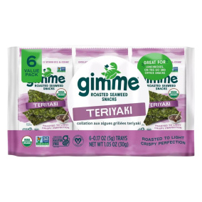 GimMe Organic Roasted Seaweed Snack Value Pack Teriyaki, 6 Packs