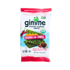 Front of Gimme Organic Gluten-Free Roasted Seaweed Snacks Korean BBQ - Gluten Free Seaweed - Organic Seaweed Snacks - Seaweed Snacks